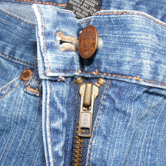 NEW YORK & CO Denim Skirt, 6, Blue, Stretch, Insert Panels, Zipper Fly, Pockets - Picture 10 of 12